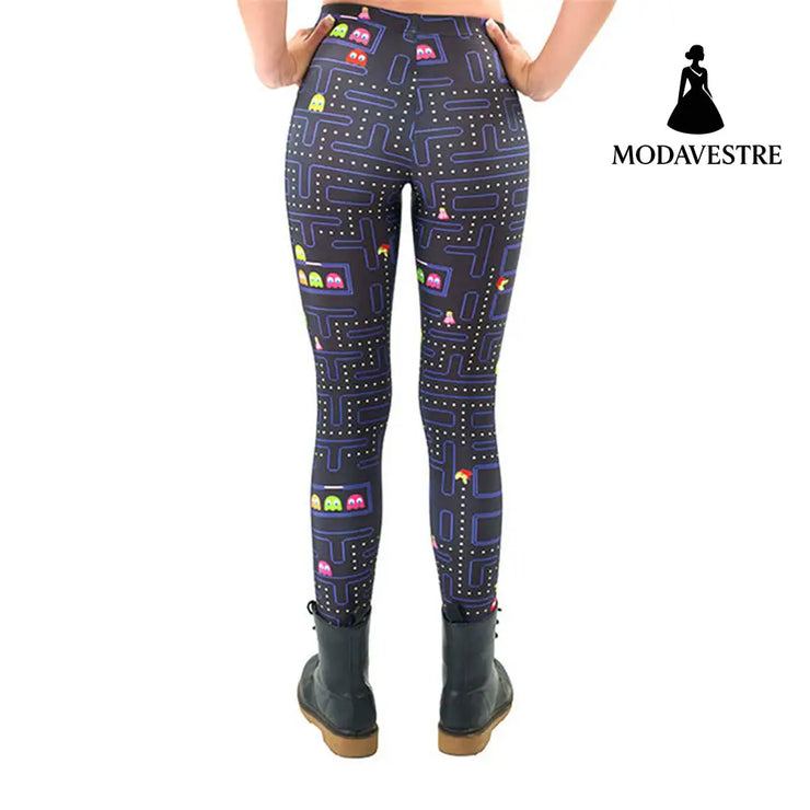 Black Milk New Maze Print Pacman Women Leggings Skinny Long leggins women pant - MODAVESTRE