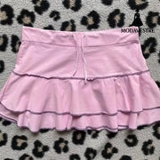 Black Mini Skirt with Pink Satin Bow – Cute Ribbon Waist Design