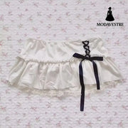 Black Mini Skirt with Pink Satin Bow – Cute Ribbon Waist Design