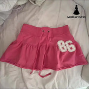 Black Mini Skirt with Pink Satin Bow – Cute Ribbon Waist Design Deep Pink / S