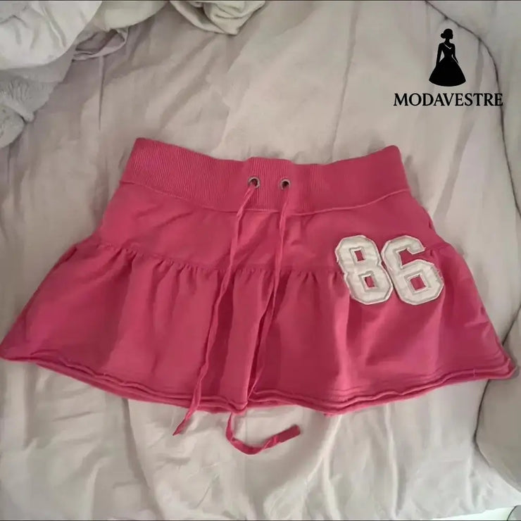 Black Mini Skirt with Pink Satin Bow – Cute Ribbon Waist Design Deep Pink / S