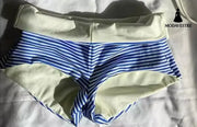 Blue & White Striped Bikini Set – Trendy Summer Swimwear Sky Blue Shorts / S