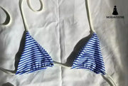 Blue & White Striped Bikini Set – Trendy Summer Swimwear Sky Blue Top / S