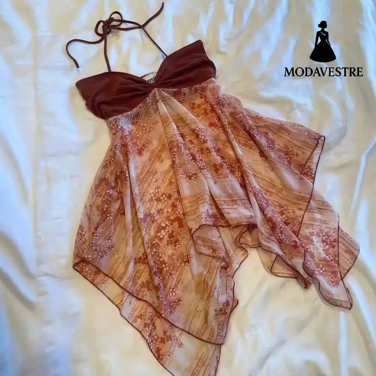 Boho Halter Strapless Dress – Flowy Beach Vacation Style