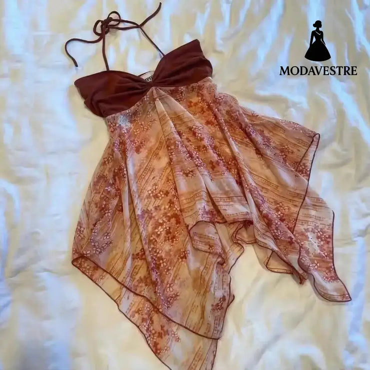 Boho Halter Strapless Dress – Flowy Beach Vacation Style