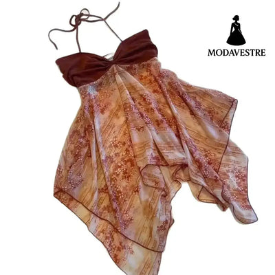 Boho Halter Strapless Dress – Flowy Beach Vacation Style