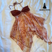 Boho Halter Strapless Dress – Flowy Beach Vacation Style