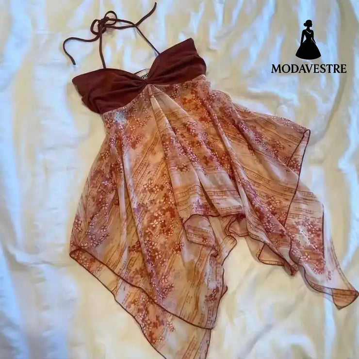 Boho Halter Strapless Dress – Flowy Beach Vacation Style