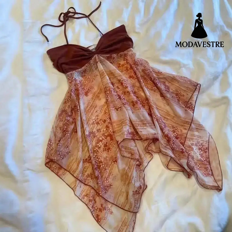 Boho Halter Strapless Dress – Flowy Beach Vacation Style