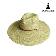 British Big Brim Jazz Straw Hat Women Coffee / M