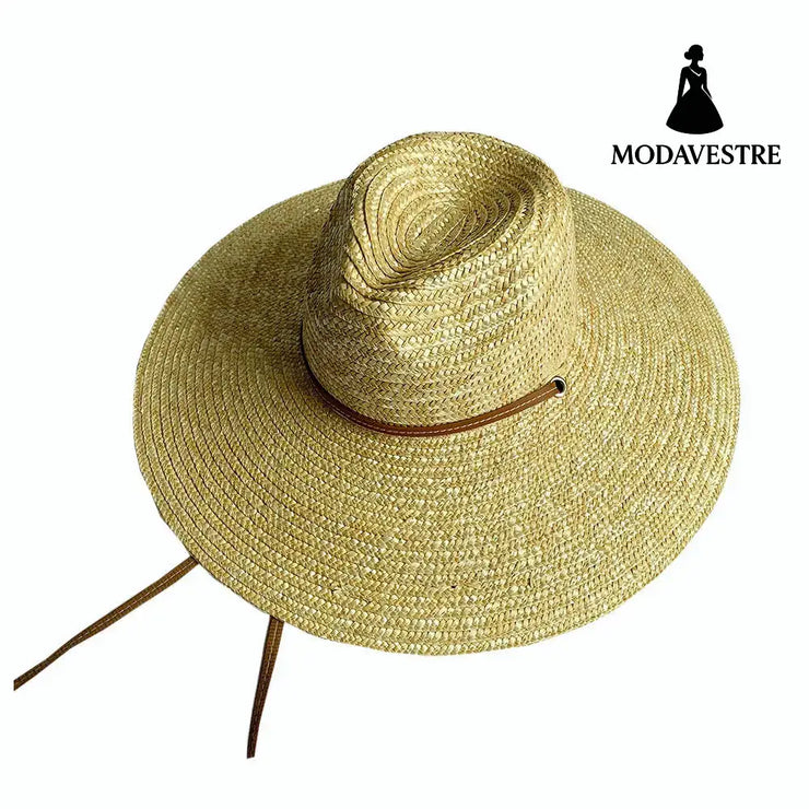 British Big Brim Jazz Straw Hat Women Coffee / M