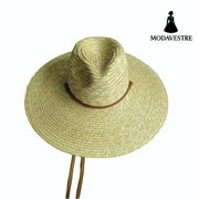 British Big Brim Jazz Straw Hat Women Coffee / M
