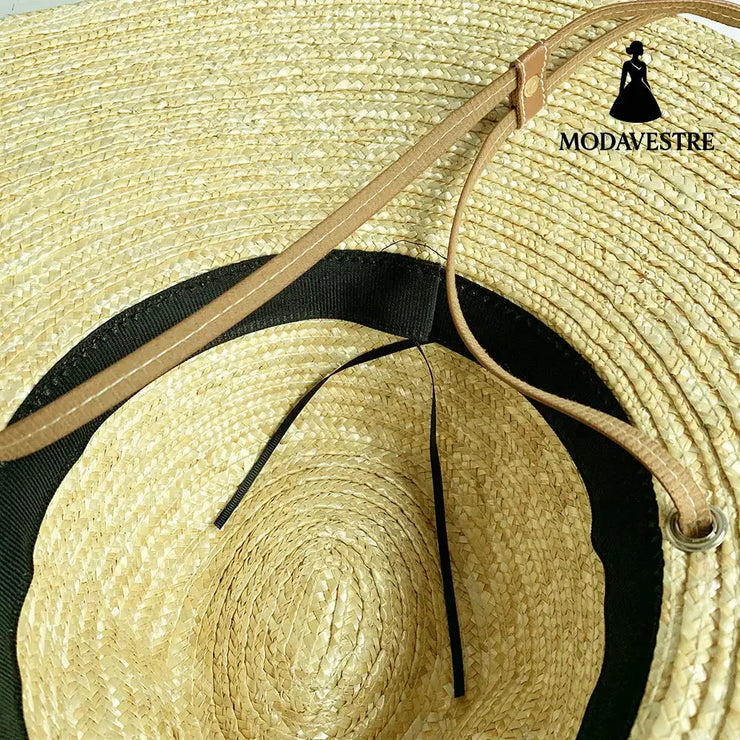British Big Brim Jazz Straw Hat Women Coffee / M