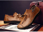 British Style Casual Men Loafers Shoes Spring Autumn Genuine Leather Slip On Men’s Flats Footwear Plus Size 38-49 Shoes