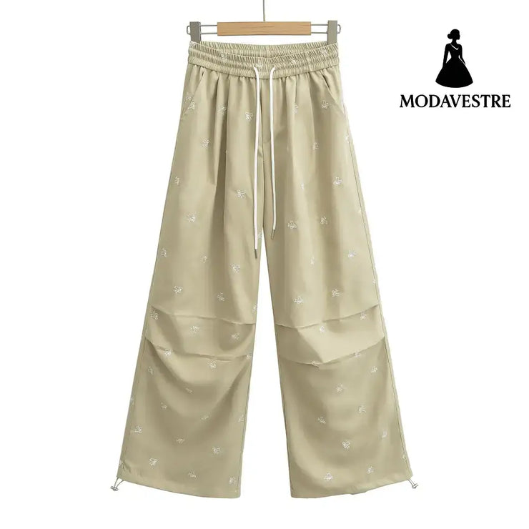 Butterfly embroidered paratrooper pants