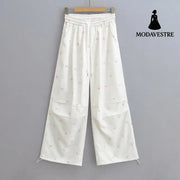 Butterfly embroidered paratrooper pants