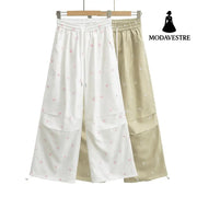 Butterfly embroidered paratrooper pants