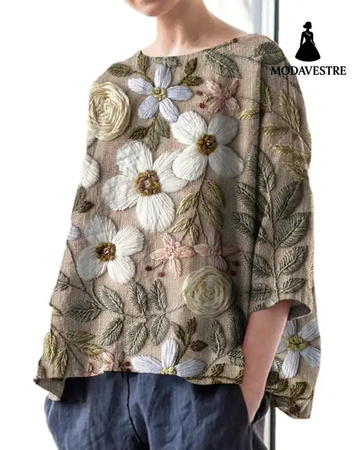 Butterfly Print Loose Batwing Sleeve Plus Size T Top 1 C320 / L