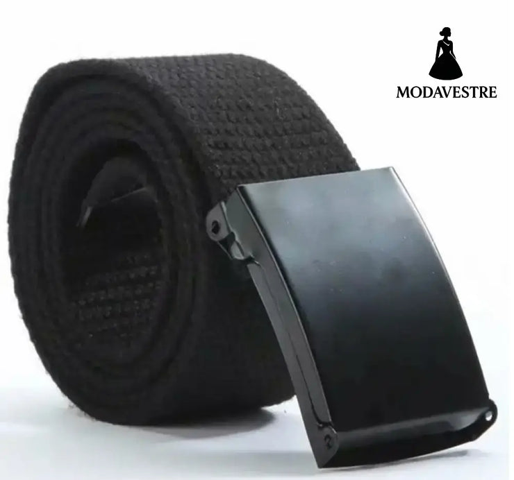 Candy-colored fashionable canvas belts for men and women Black / Black buckle