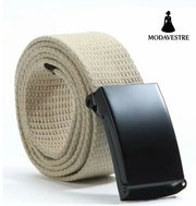 Candy-colored fashionable canvas belts for men and women Khaki / Black buckle