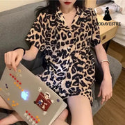 Cartoon Home Clothing Can Be Worn Externally By Women Leopard Yellow / 2XL