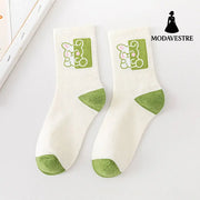 Cartoon Rabbit Carrot Green Women Socks Green Rabbit03 / One size