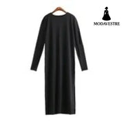 Casual Black Long Dresses Black2 / L