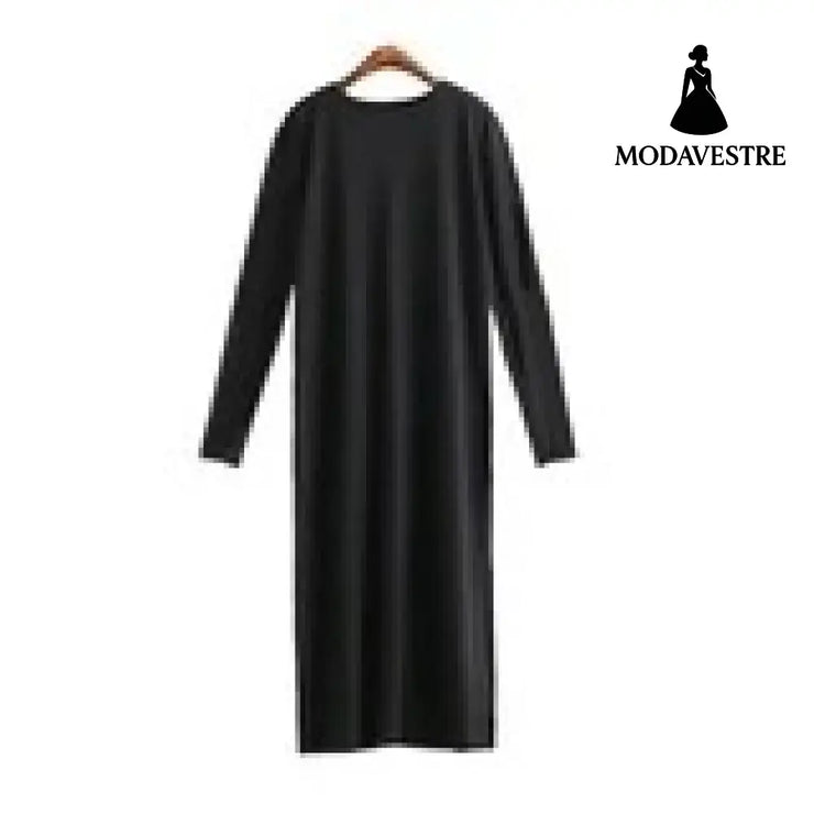 Casual Black Long Dresses Black2 / L