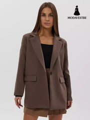 Casual Long Sleeve Loose Slimming Thin Coat Brown / L Jacket