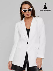 Casual Long Sleeve Loose Slimming Thin Coat White / L Jacket