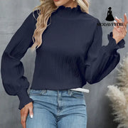 Casual Solid Color Ruffle Sleeve Loose Top For Women Jumper