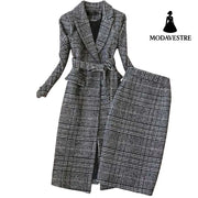 Check coat suit skirt skirt skirt