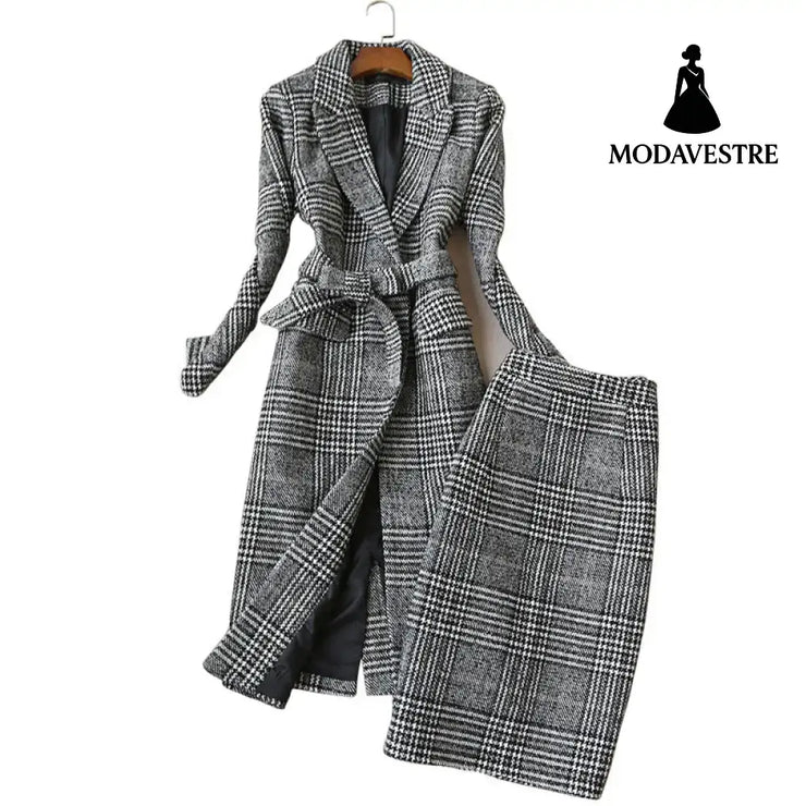 Check coat suit skirt skirt skirt Grey plaid / L