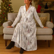 Christmas Deer Digital Printed Casual Long Sleeve Cardigan Dress