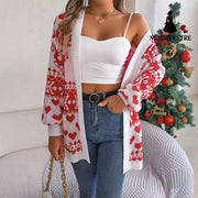 Christmas deer pocket long sleeved cardigan sweater jacket