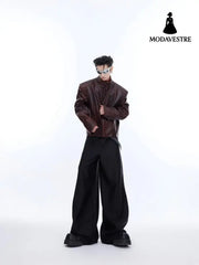 Coat Stand Collar Short Motorcycle Clothing Men Jacket