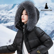 Cold Protective Clothing Korean Style Plus Size Women Black Dark Gray Fur Collar / 2XL