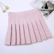 College Skirt Pleated Skirt Skirt Light pink solid color / 2XL