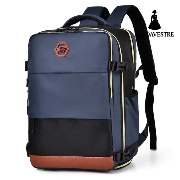 Color Block Multi-Pockets Backpack Bag Dusty Blue / One Size