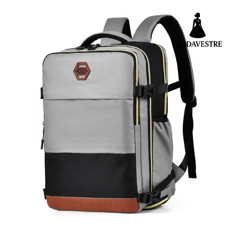 Color Block Multi-Pockets Backpack Bag Light Gray / One Size
