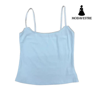 Color Block Square Neck Camisole – Chic Short-Length Tank Top for Women