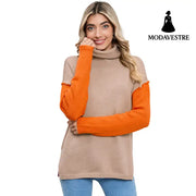 Color Matching Pullover Turtleneck Sweater Women’s Long Sleeve