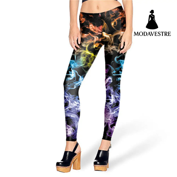 Colored smoke Printed Women leggings - MODAVESTRE