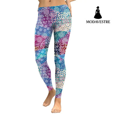 Colorful Digital Print Leggings for Women – Artistic Yoga Pants - MODAVESTRE