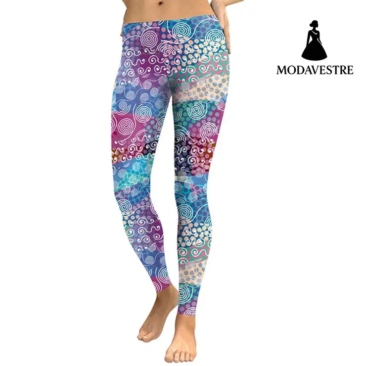 Colorful Digital Print Leggings for Women – Artistic Yoga Pants - MODAVESTRE