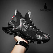 Cool Men Running Sneakers Mesh Breathable Sports Shoes Fashion Anti-Skid Walking Footwear Shoes Black / Size38