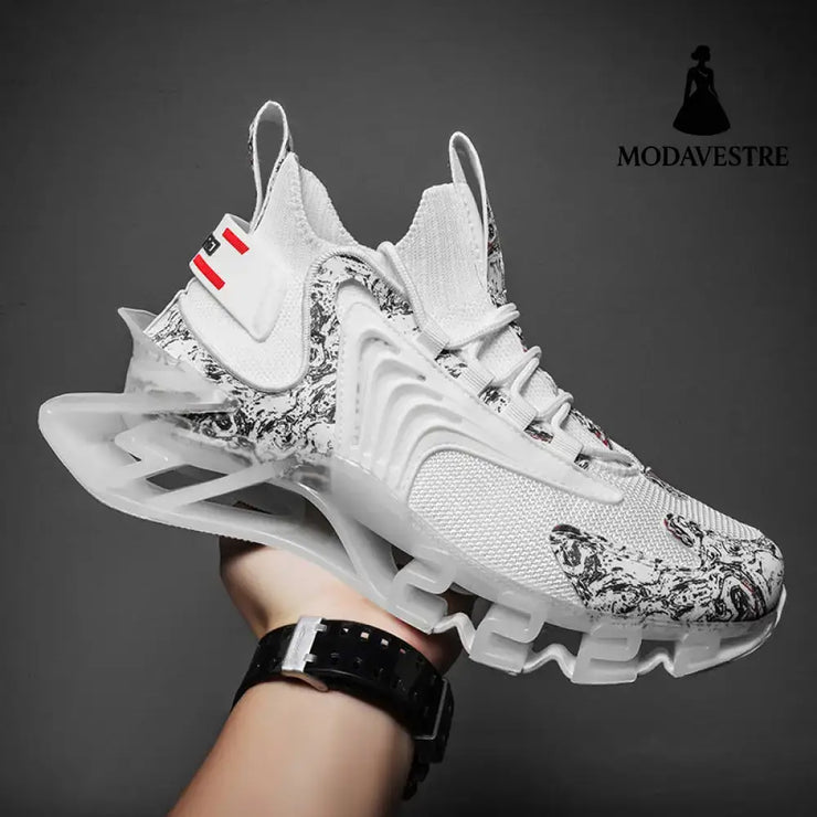 Cool Men Running Sneakers Mesh Breathable Sports Shoes Fashion Anti-Skid Walking Footwear Shoes White gray / Size38