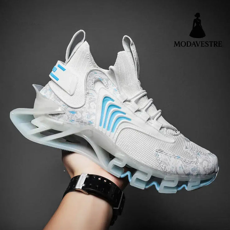 Cool Men Running Sneakers Mesh Breathable Sports Shoes Fashion Anti-Skid Walking Footwear Shoes White moon / Size38