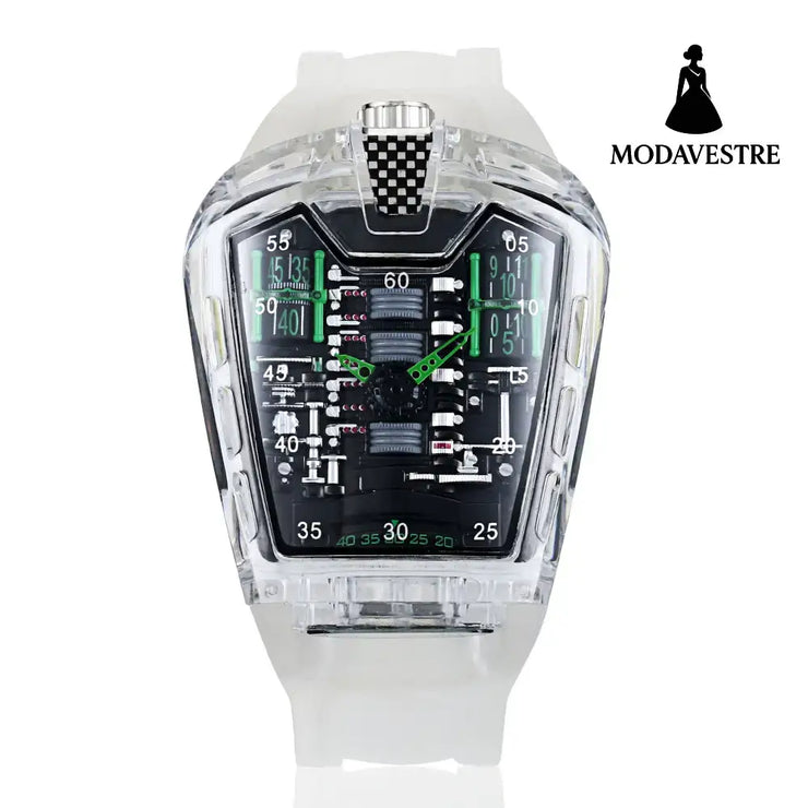 Cool Sports Brand Watches Luxury Men Watches Waterproof Japan Green Transparent