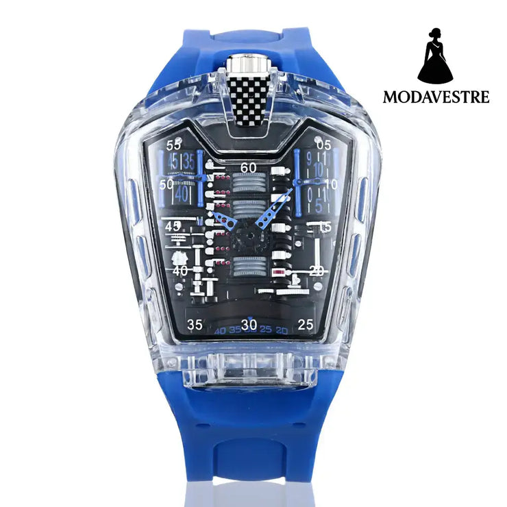 Cool Sports Brand Watches Luxury Men Watches Waterproof Japan Transparent blue